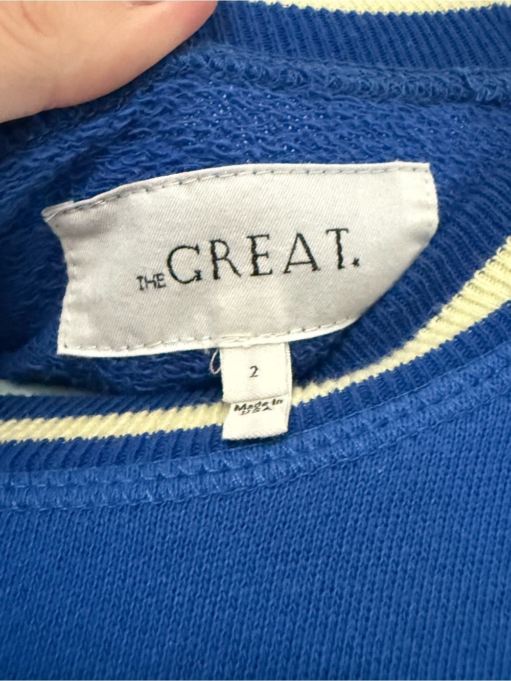 THE GREAT. The Varsity College
Sweatshirt in Cambridge Blue, Size  Medium - Picture 4 of 7